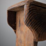 Wabi Sabi pine wood cowboy style stool, 1970s