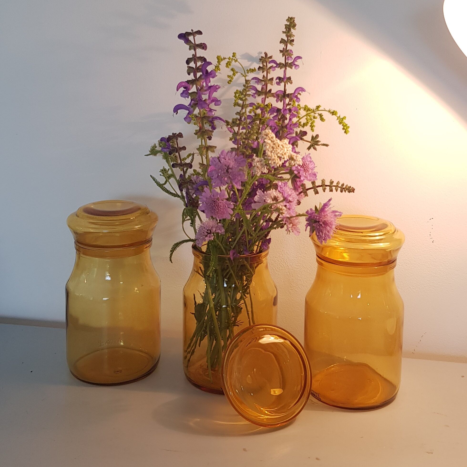 Maxwell glass jars Amber Brown