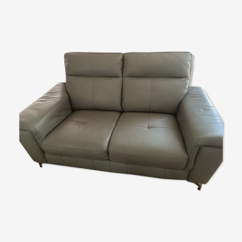 Leather sofa three places gray leather