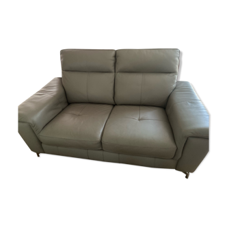 Leather sofa three places gray leather