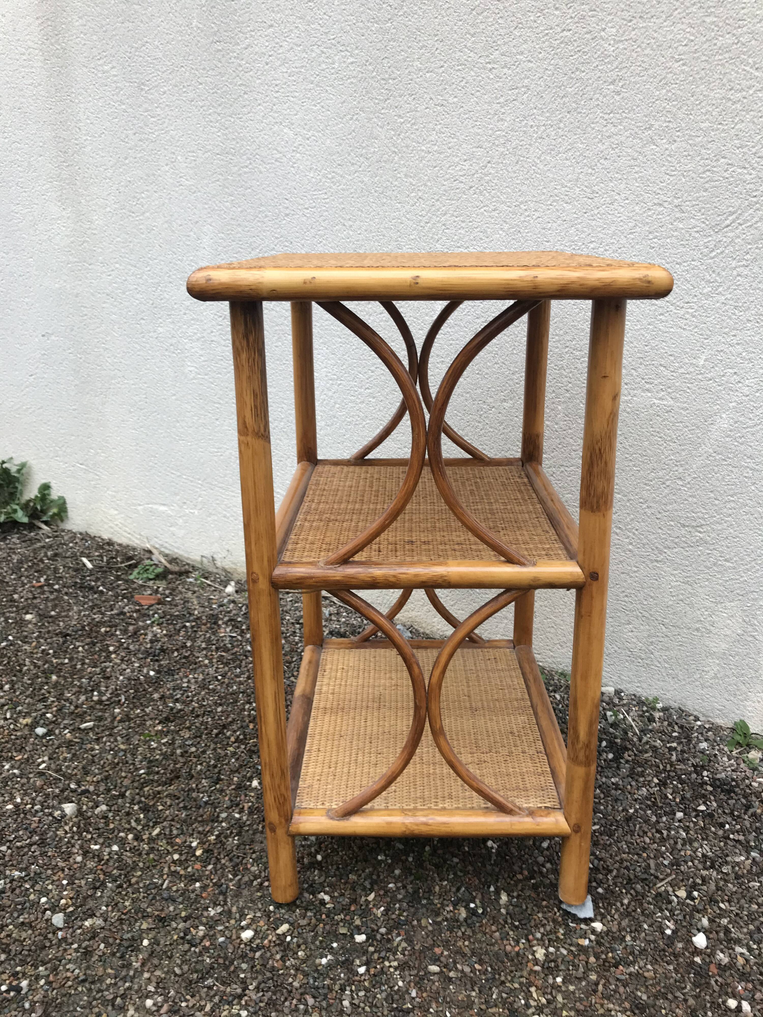 Vintage rattan bamboo shelf