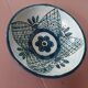 barbotine style salad bowl with blue floral pattern