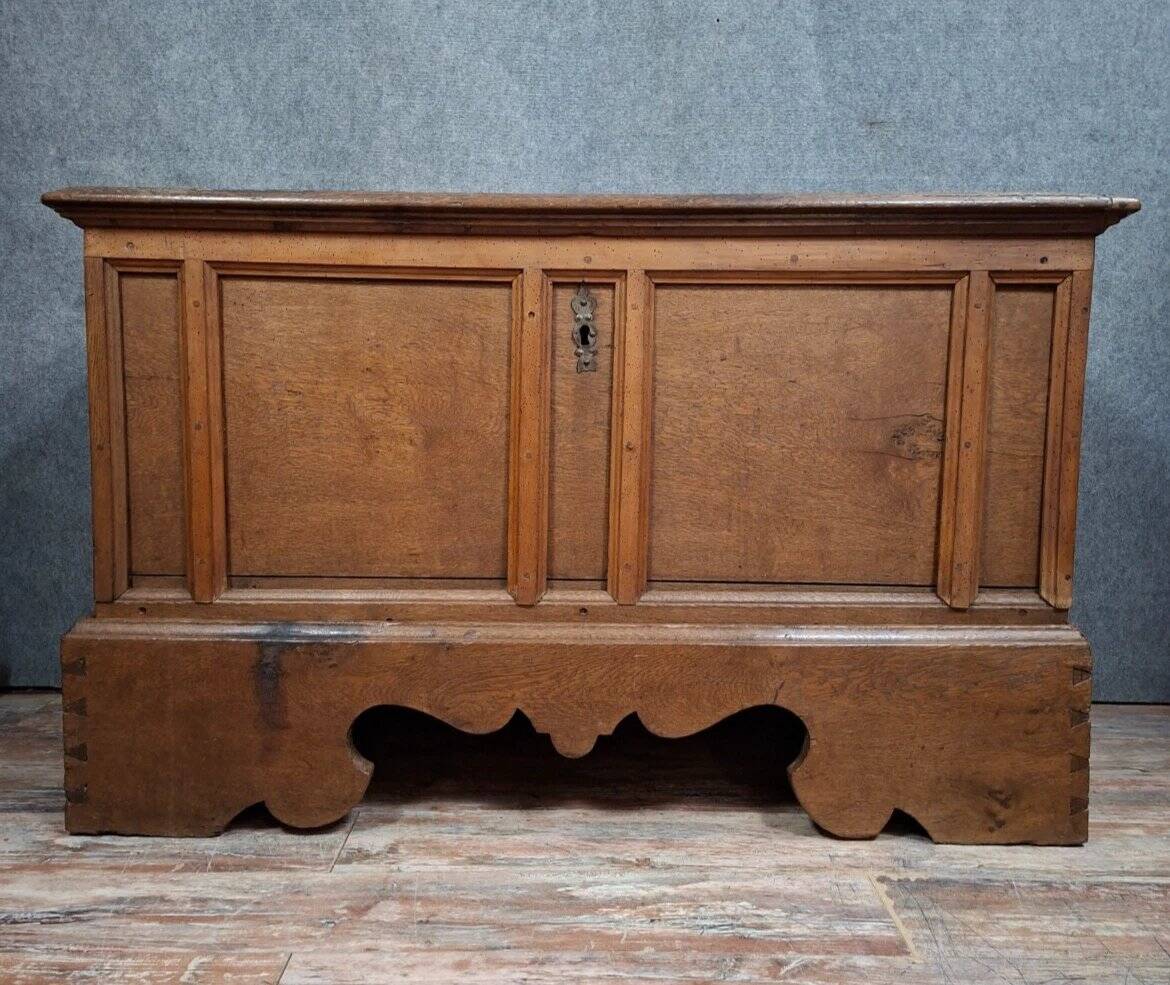 Oak chest with moulded panels – rustic work – 18th century