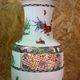 Large Chinese porcelain vase – Red rooster decoration – Asian art – H