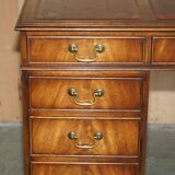 Partner desk Bevan Funnell in hardwood with leather top and gold leaf gilding.