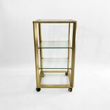 Pierre Vandel Gold étagère On Wheels 1970s Mid Century Hollywood Regency Shelving