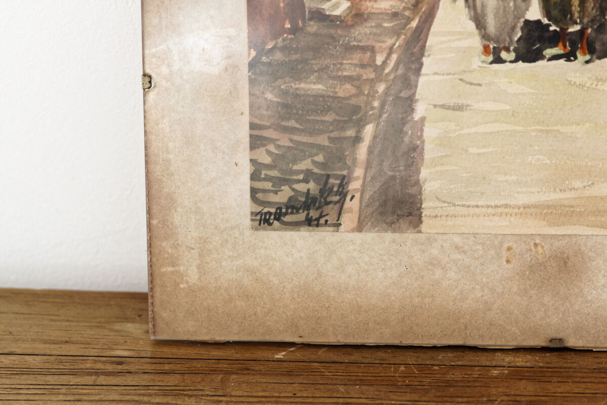 Orientalist watercolor signed, 1947