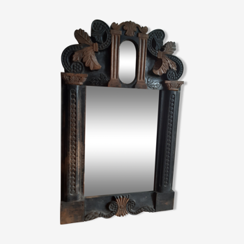 Former small carved mirror of 1900 era folk art 34x54cm