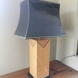 Vintage straw marquetry lamp