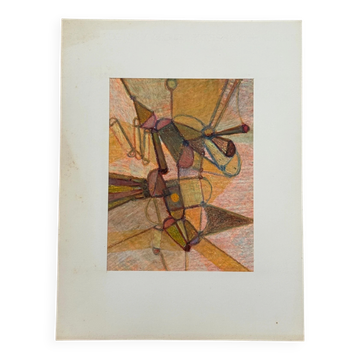 Dessin composition moderne 1970 par François de Chabot