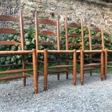 4 oak mulched chairs