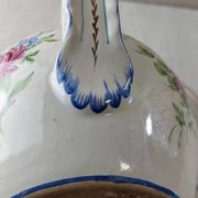 Old vase decorated with flowers, in ceramic, Roger Colas, from Clamecy
