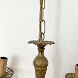 Antique 3-arm brass chandelier with tassels
