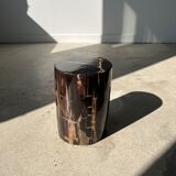Side table in black petrified wood with light streaks h: 27,5cm d:18,5cm