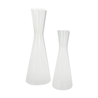 1960s set of 2 turmalin vases by Wilhelm Wagenfeld for WMF, Germany