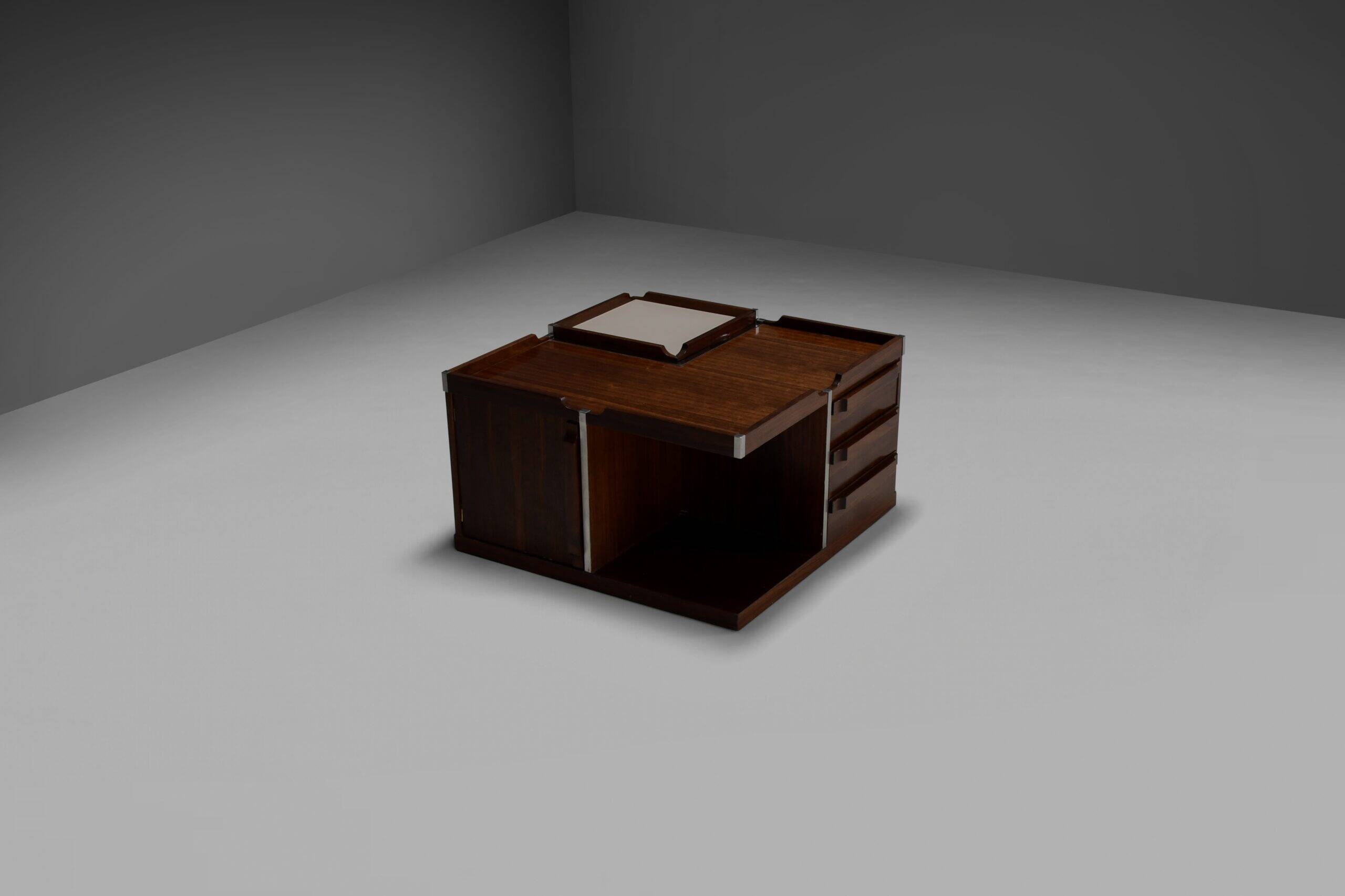 Modular wood and metal bar table by Luigi Sormani for FIARM, Italy 1960s