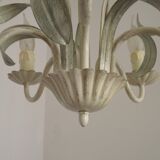 5-light earthenware chandelier with fleur-de-lis and scrolled leaves 4867