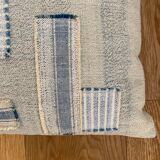 Old canvas cushion woven kilim style, patched
