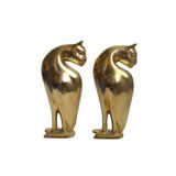 Feline brass bookends