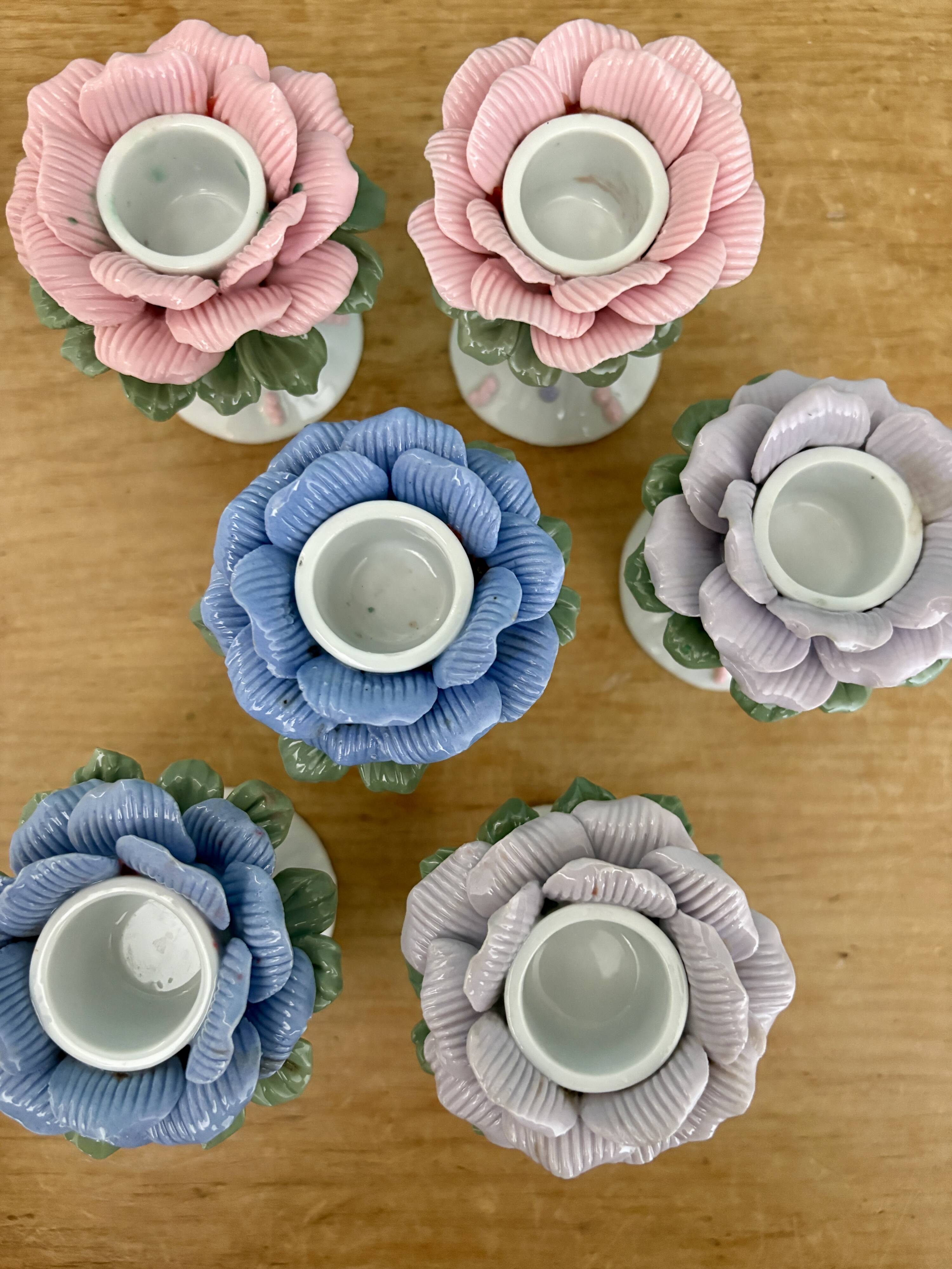 Set of 6 vintage ceramic candle holders