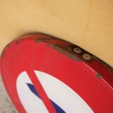 Enamelled plate Vintage panel "no turning left"
