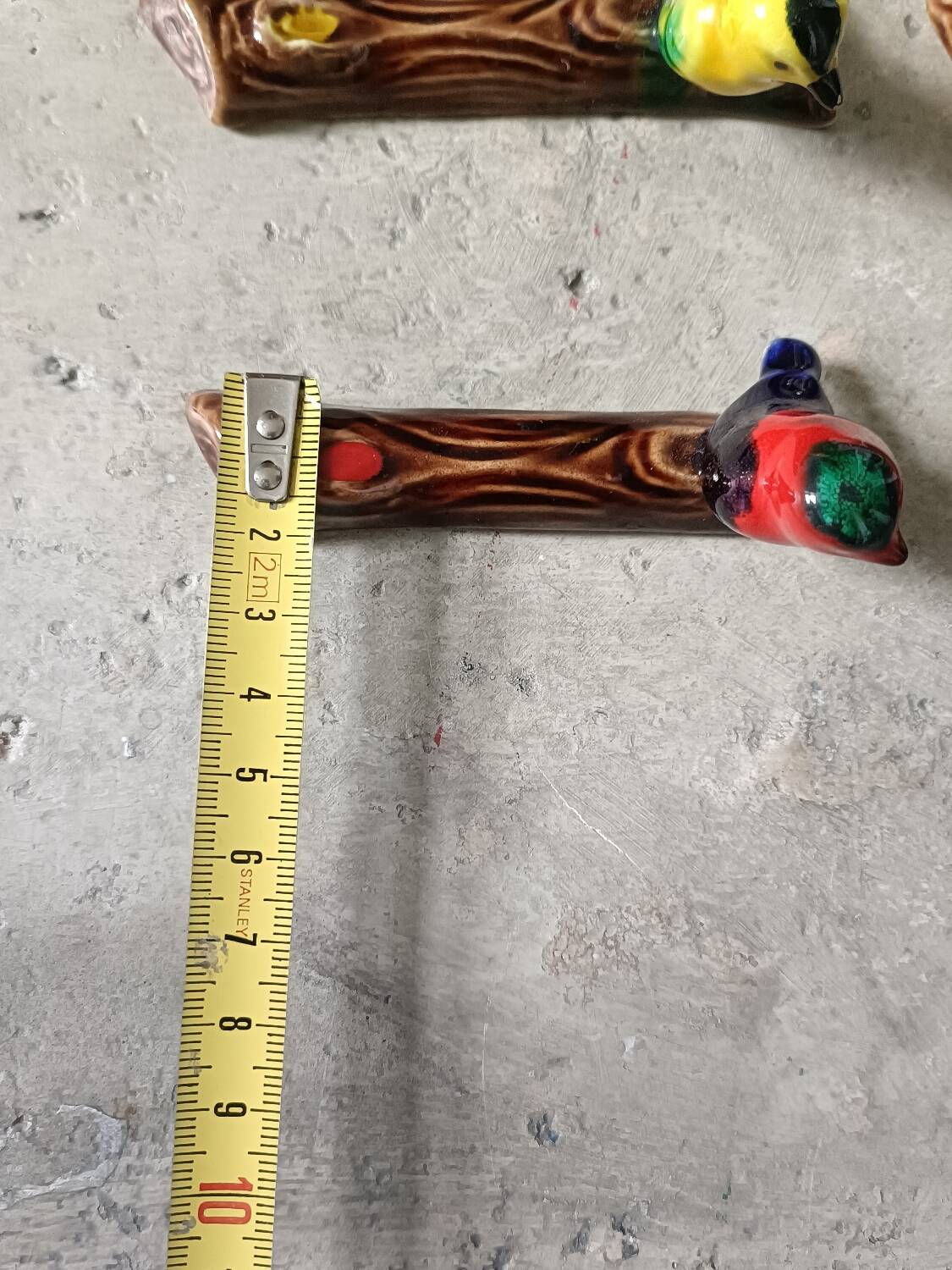 Set of six barbotine bird knife rests