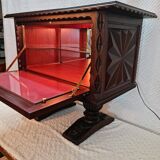 Mini-bar ancien sculpté bois  massif de chêne renaissance