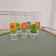Set of 6 vintage pop art glasses with multicoloured flowers - 1970s
