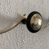 Vintage 1960s coat rack, gold and black, 3 hooks, new condition - 45 x 7 cm