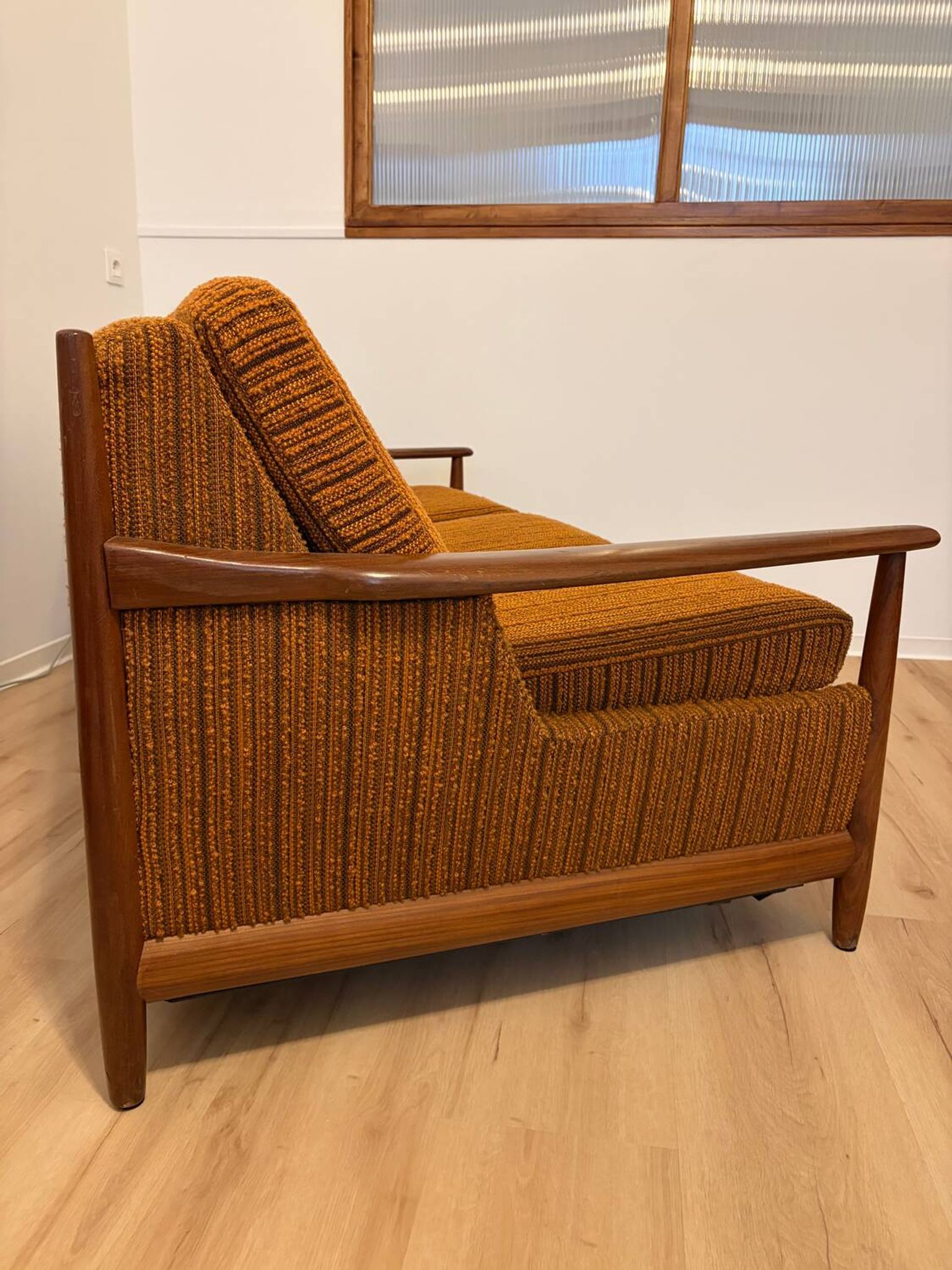 Scandinavian convertible sofa in teak by Grete Jalk, 1960s.