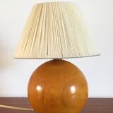 Vintage solid elm lamp 70s