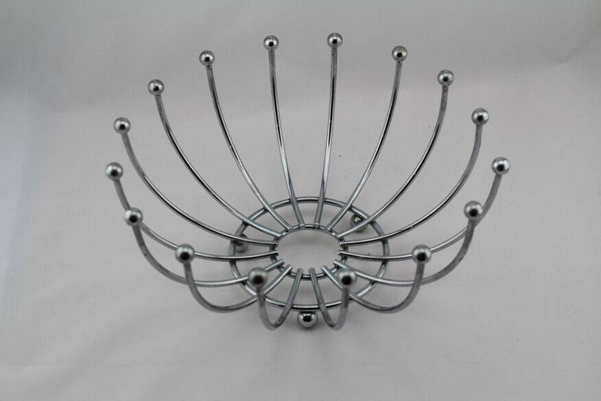 Vintage chrome metal fruit bowl