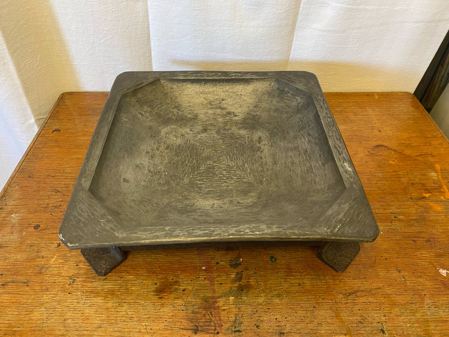 Antique Metal Centerpiece + Vintage Wrought Iron Stand