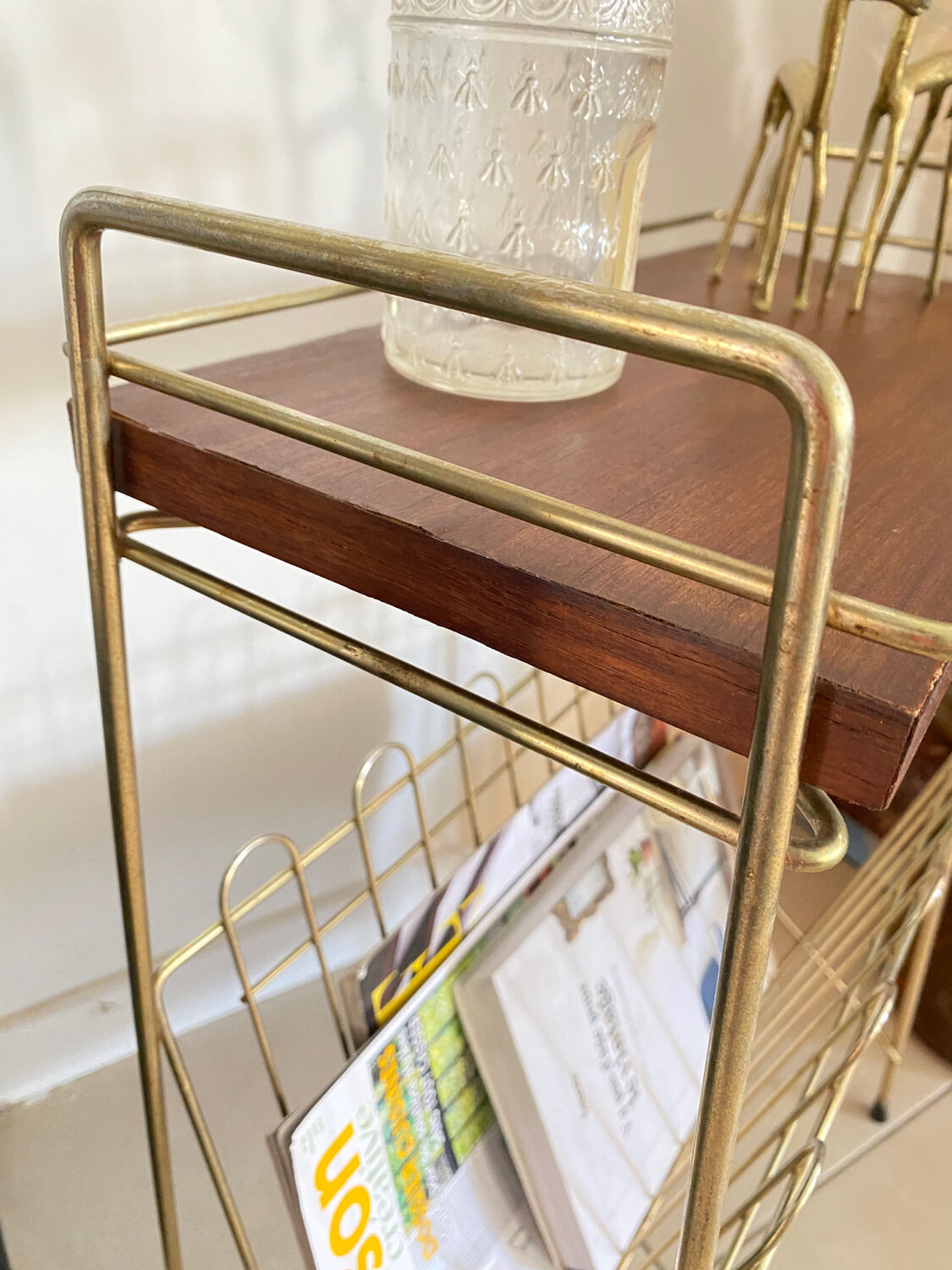 Vintage brass magazine table