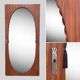 Miroir oval biseauté sur porte art déco Acajou 79x162
