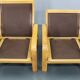 1970s L. Olsen & Søn Pair of Armchairs in Oak and Leather, Denmark