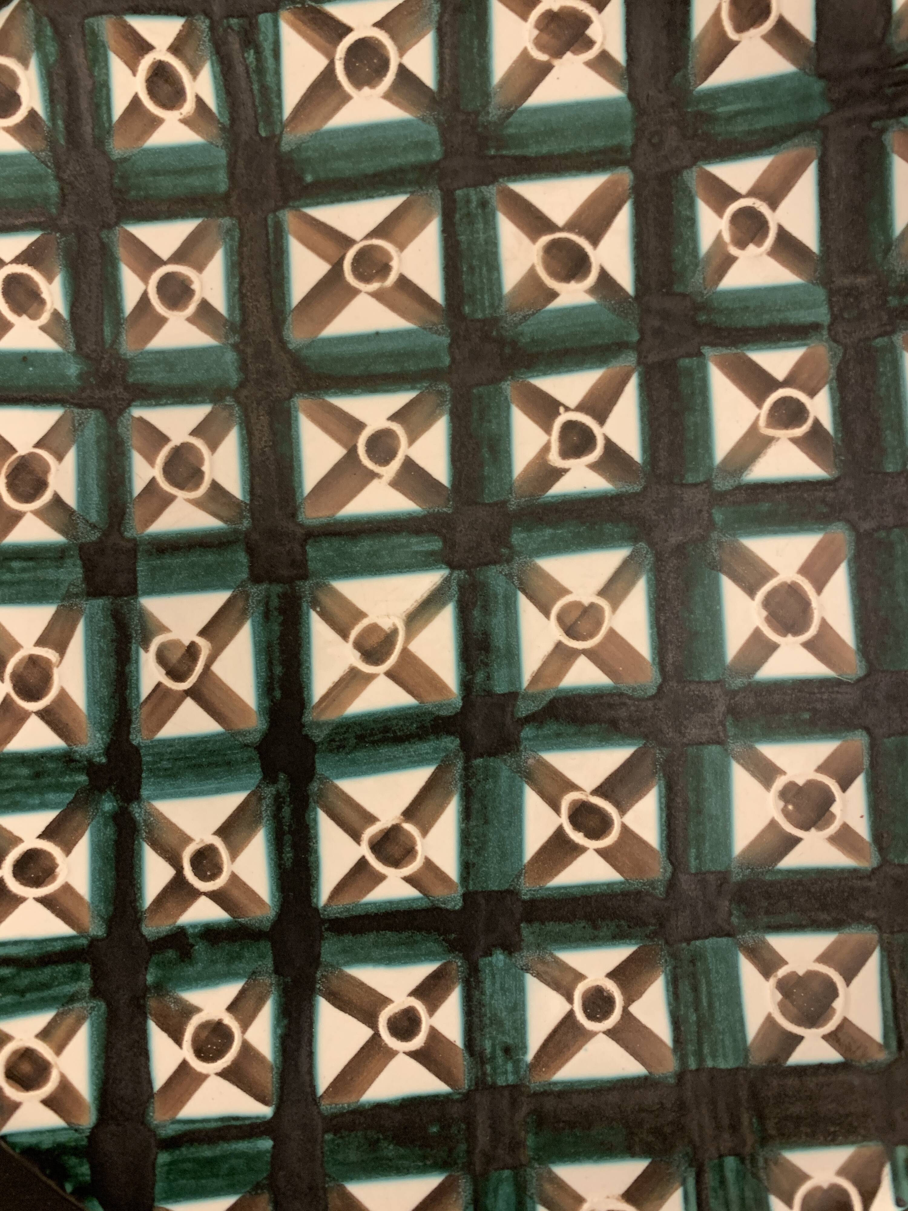 Flat glazed ceramic plate by Robert Picault, Vallauris 1960