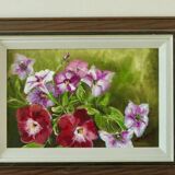 Framed oil on canvas "Flowers", Sweden mid 20th century