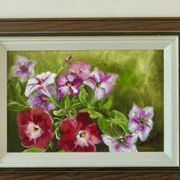 Huile sur toile encadrée « Fleurs », Suède milieu XXème