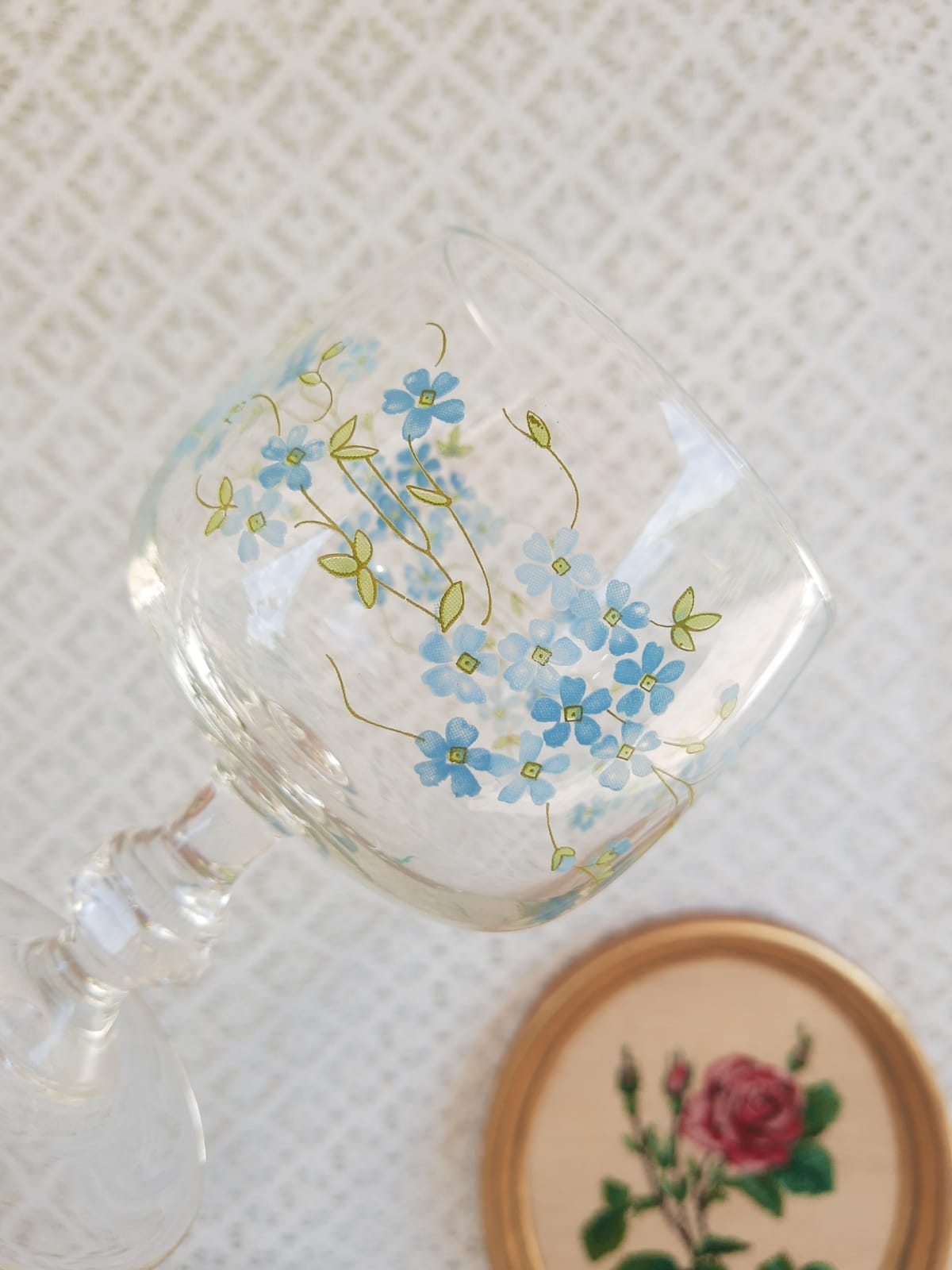 Ensemble de 8 verres à vin ballon Myosotis Veronica vintage