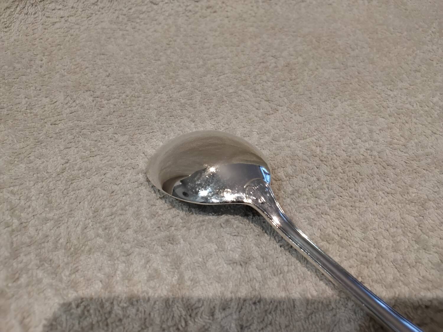 Silver-plated consommé spoon by Christofle Malmaison silversmiths, 16.1cm