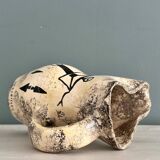 Enamelled ceramic pitcher with rock decoration