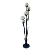 Lampadaire vintage 5 lampes en opaline et métal bleu
