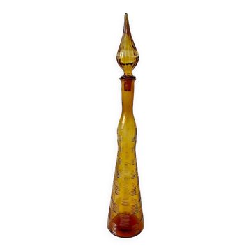 Genie bottle Empoli Murano Italy Vintage amber 1950