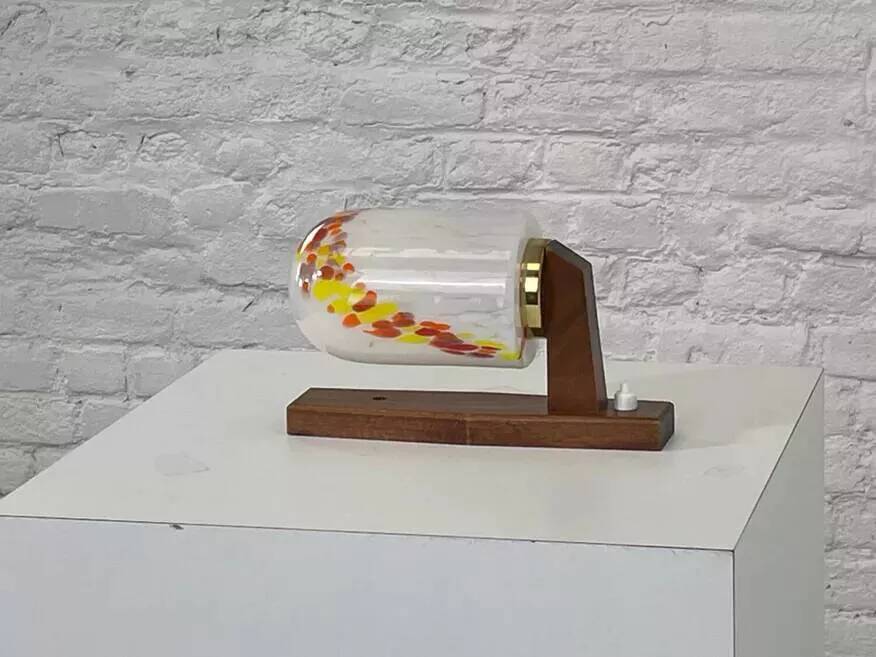 1960s wall lamp in teak and opaline by Guro Leuchten
