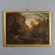 Old painting of a landscape with figures, oil on canvas, 18th century.