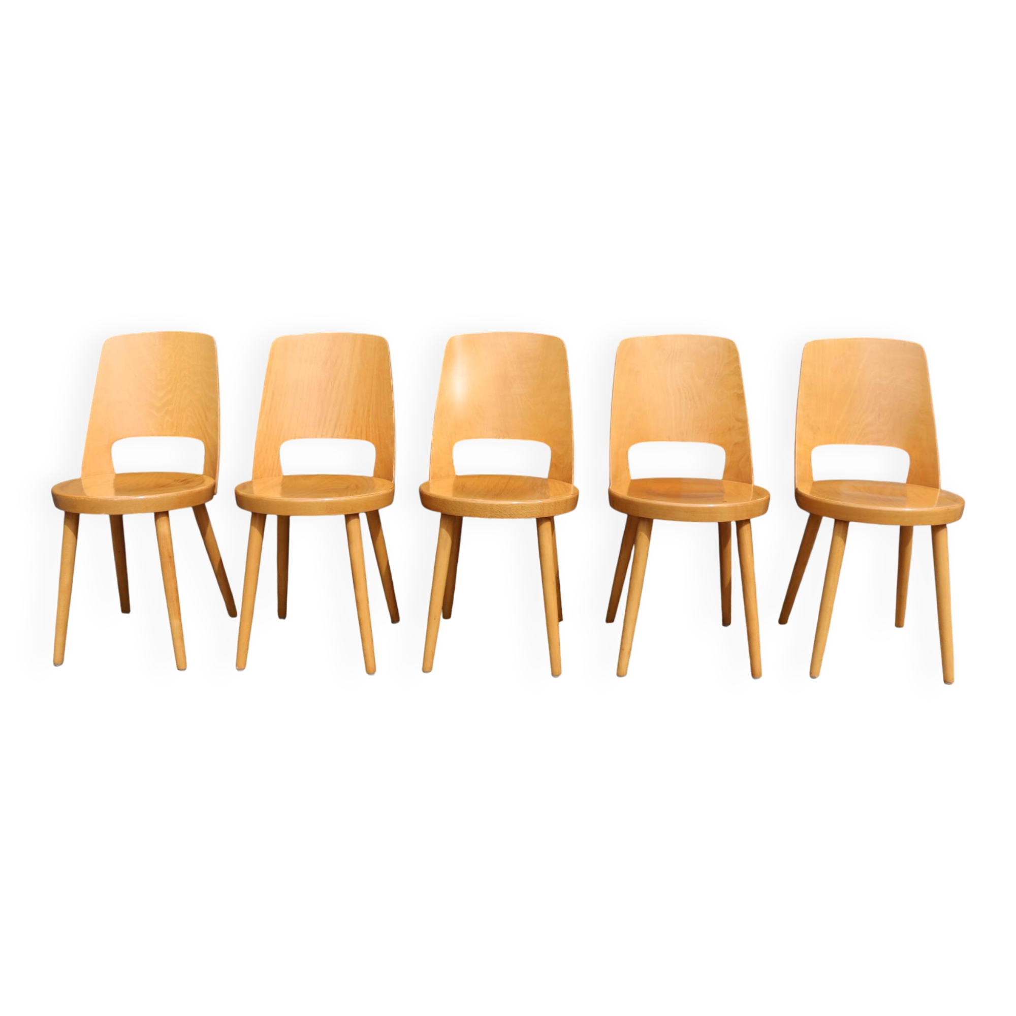 5 BAUMANN “MONDOR” light beech chairs