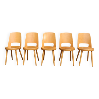 5 chaises BAUMANN « MONDOR » hêtre clair