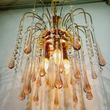 Murano chandelier with pink tassels with 3 lights