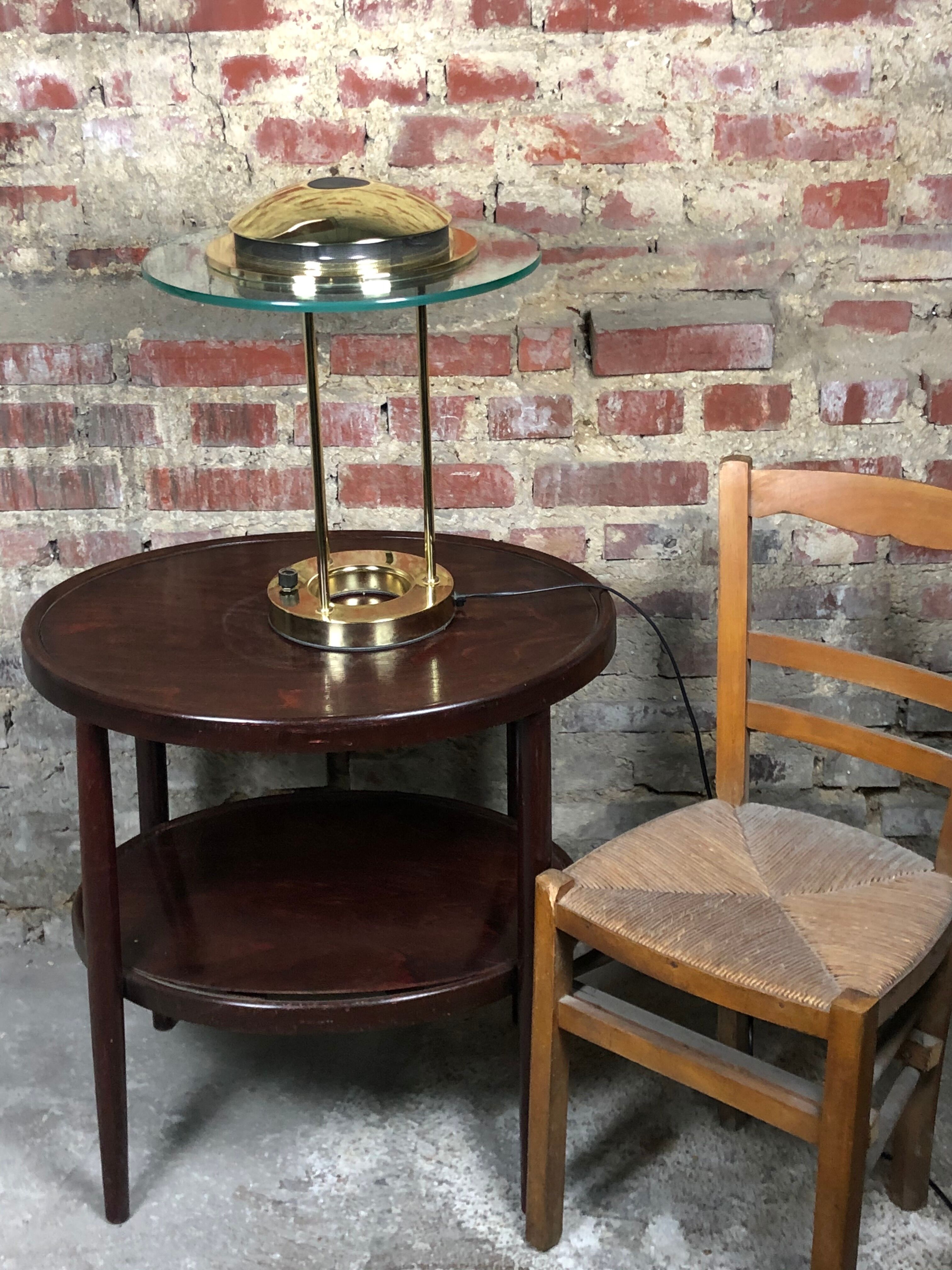 Vintage lamp with glass intensity dimmer and brass Italian design 1980'S